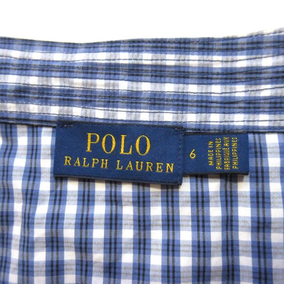 Polo Ralph Lauren Wrap Midi in Blue White Gingham Cotton Dress 6 $298 - Picture 4 of 8